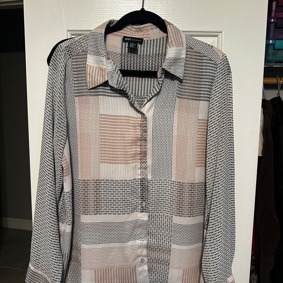 Jones New York Black and Tan Patterned Blouse - Picture 1 of 5